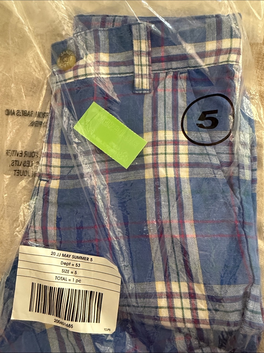 Janie and Jack Blue Plaid Shorts with White and Red Accents